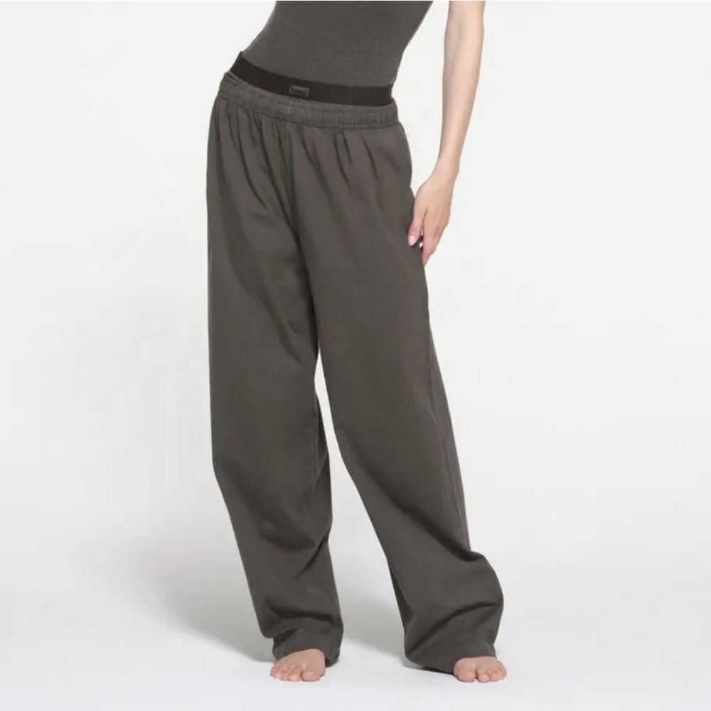 SKIMS Charcoal Wide-Leg Track Pants